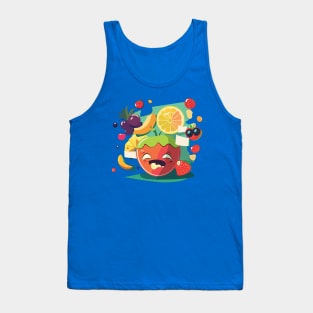 Abstract illustration of 50's style summer fruits on a yellow background Tank Top